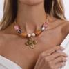 Bead Floral Chain Choker Bohemian Style Colorful Resin Necklace  Spicy Girls
