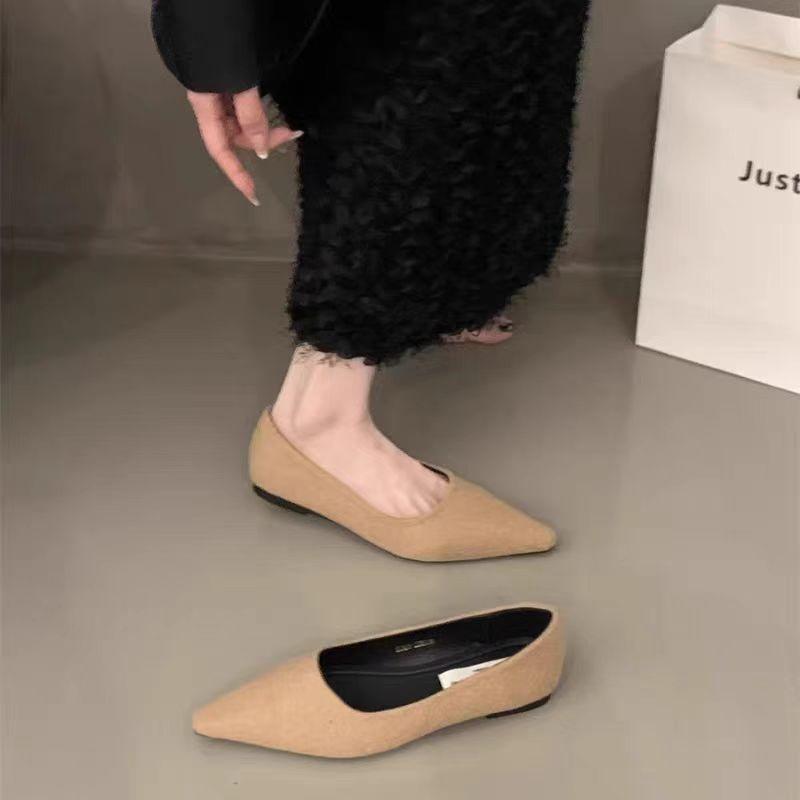 

Fashion New Women Low Heels Leisure Outside Flats Female Fashion Suede Surface Low Heels Lady Sexy Evening Party Slip on Flat Shoes 35 хаки