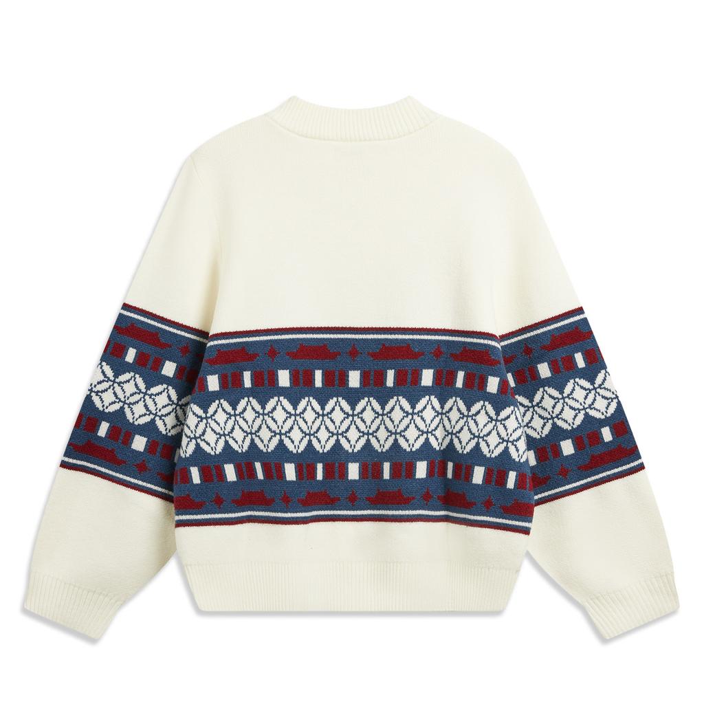 Li-Ning Sports Lifestyle Series Chinese Culture Color Block Zipper Soft Versatile Breathable Casual Long Sleeve Sweater Women sweater AMBW044-7