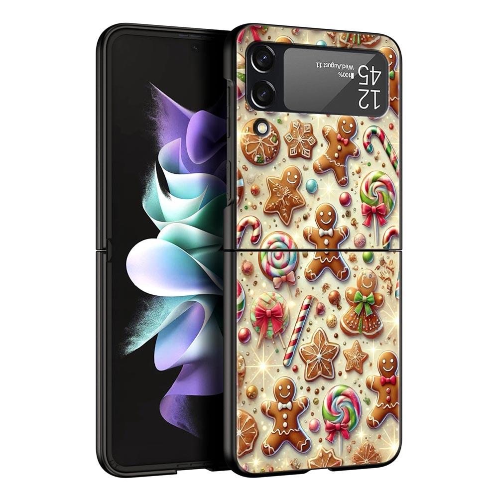 

New Year Christmas Hard PC Phone Case For Samsung Galaxy Z Flip 7 6 5 4 Black Cover For Galaxy Z Flip 3 Foldable Fundas Shell Z Flip