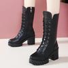 New Exquisite Women's Boots Thick Heel Medium Bottom Short Boots Fashionable Trendy Casual Handsome Motorcycle Boots