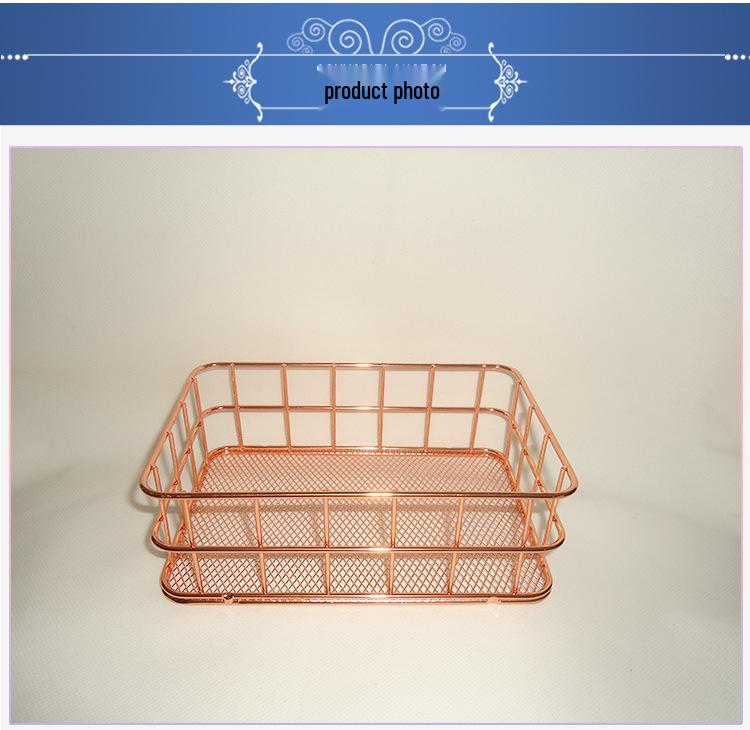 Gold Iron Fruit and Jewelry Storage Basket for Household Sundries