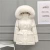 Damen wattierte Jacke Kunstpelzkragen Kapuze Parkas Koreanische Große Größe Baumwolle Jaqueta Taillenzug Midi Länge Jacken