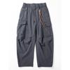 Large Pocket Cargo Pants for Men, Trendy Brand, Cool and Stylish, Loose Wide-Leg Pants, Spring and Autumn Style, Tencel Fabric, Breathable Long Pants