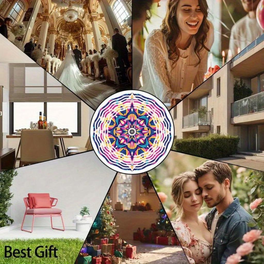 3D Metal Wind Spinner - Vibrant Mandala Art Garden Decor | Outdoor Wind Chime for Patio, Yard | No Electricity Kinetic