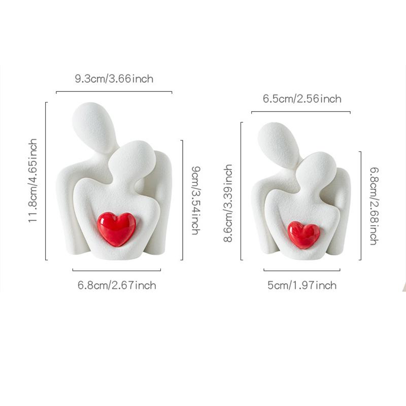 European Porcelain Figurine Sculpture Decor Heart-shaped Couple Ornament Room Bookshelf Heart-shaped Character Statue Handicraft