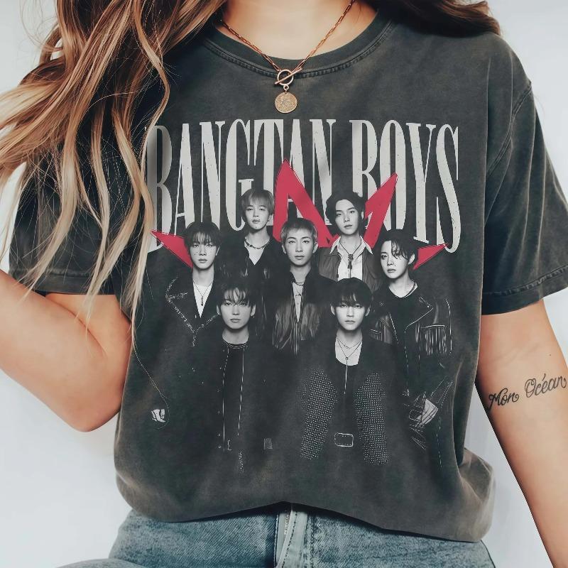 Vintage BTS Shirt Retro Kpop Bangtan Members Tee Gift for ARMY 2026 Summer Men Women Fashion Cotton Y2K Oversized T-shirt
