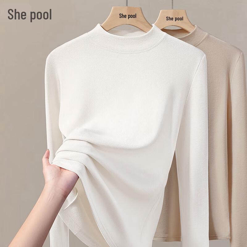 Shechi Women s Minimalist Solid Mock Neck Long Sleeve Knit Top M