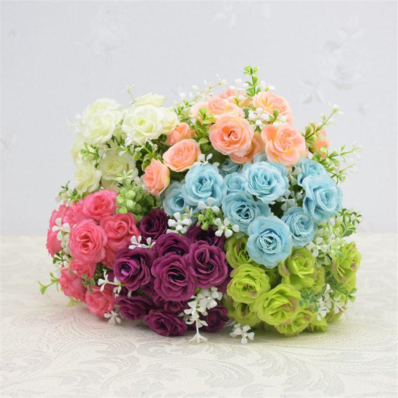 Vibrant 15 Heads Fake Rose Silk Flower Bouquet Ideal For Home And Party Decoration