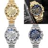 Business Watch Mens Alloy Band Digital Quartz Watch With Three Eyes For Business And Daily Use