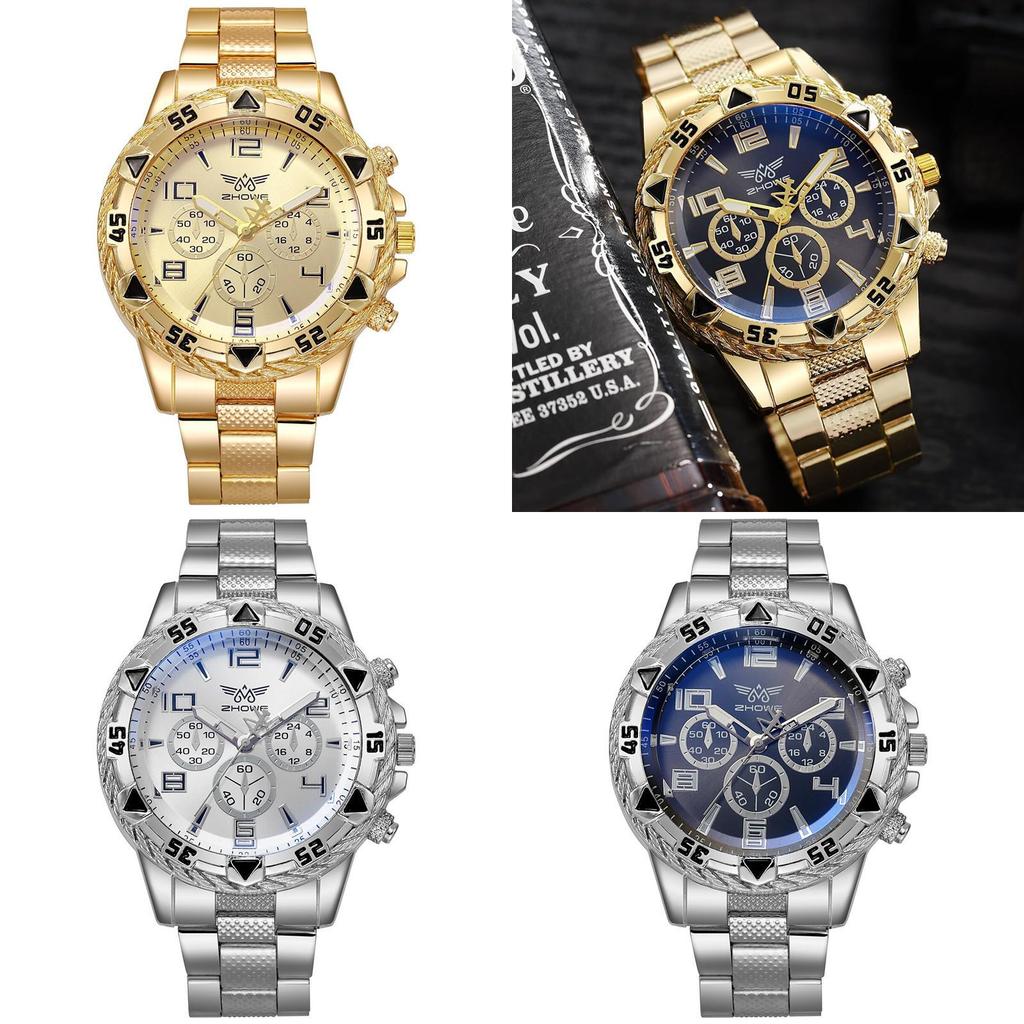 Business Watch Mens Alloy Band Digital Quartz Watch With Three Eyes For Business And Daily Use