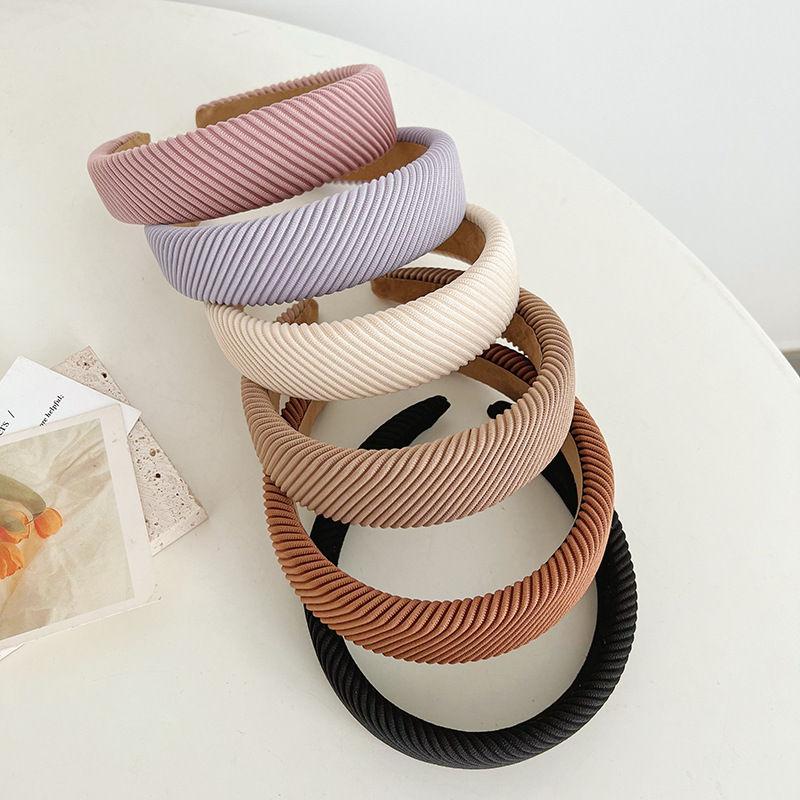 Retro Hair Band Headdress Hairpin Knitted Hair Tie Sponge Headband Solid Color