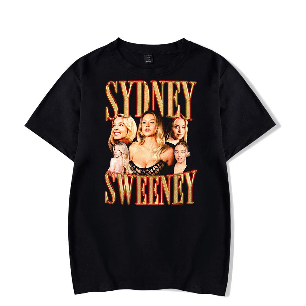 Sydney Sweeney Koszulka Vintage Lata 90. Kobieta Krótki Rękaw T-Shirt Unisex Sportowy Pulower Harajuku Odzież Wierzchnia Topy