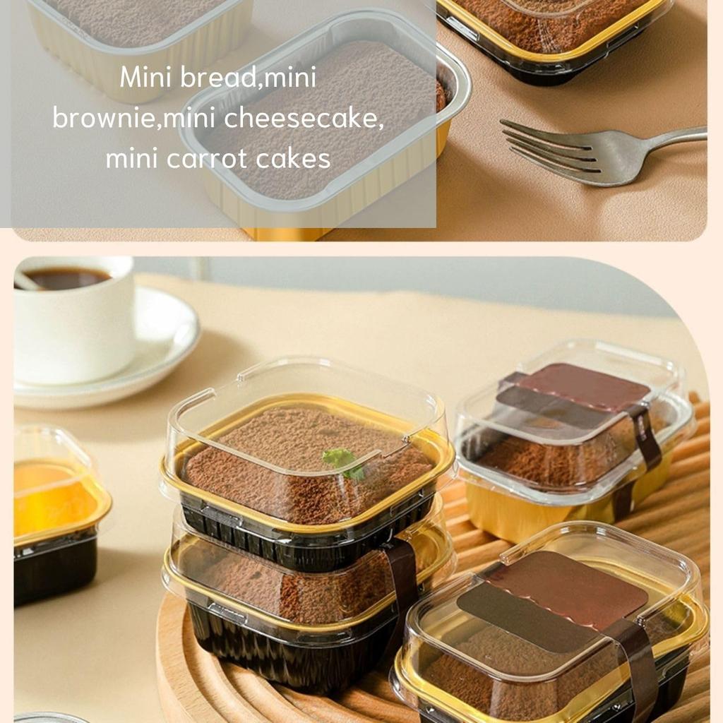50pcs Oval Semi-Cooked Cheese Molds Cake Cups with Lids Snacks Desserts Pudding Muffins Baking Tools Party Wedding Mini Cups