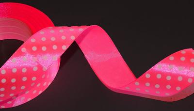 Satin Ribbon with Dots Pink 22M 12Mm