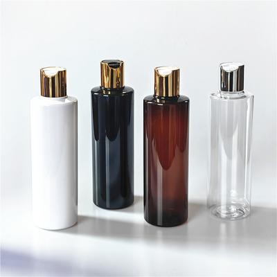 10 st/lot 100 ml/150 ml/200 ml/250 ml plastlotionflaska med guldskivlock Eteriska oljor Kosmetisk förpackning schampoflaska