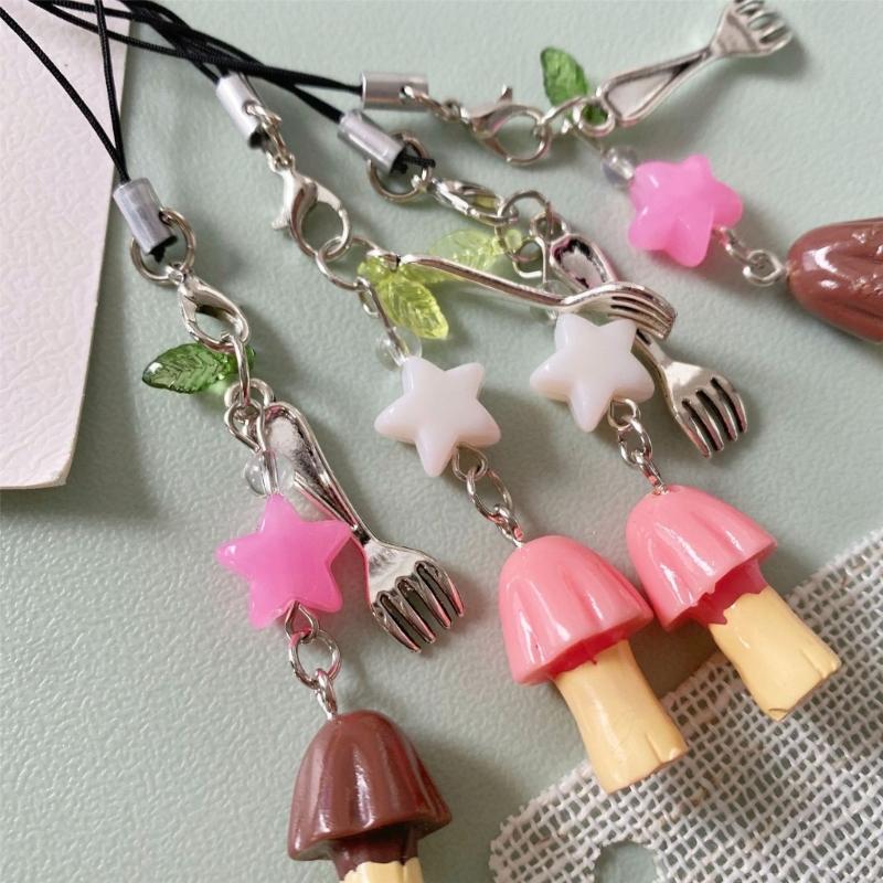 Unique Mushroom Keychain Mobile Chain Creative Phone Jewelry Suitable for Car Key Decoration and Style Enhancement