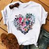 New Love Print White T-shirt Short Sleeve Blouse Base Women Clothing  Graphic T Shirts  Harajuku  Tops