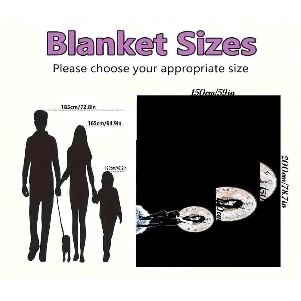 Timeless Elegance: Gothic Clock Wall ArtBlanket Flannel Throw Blanket for Sofa, Bed, Travel, Camping, Office, Couch, Chair
