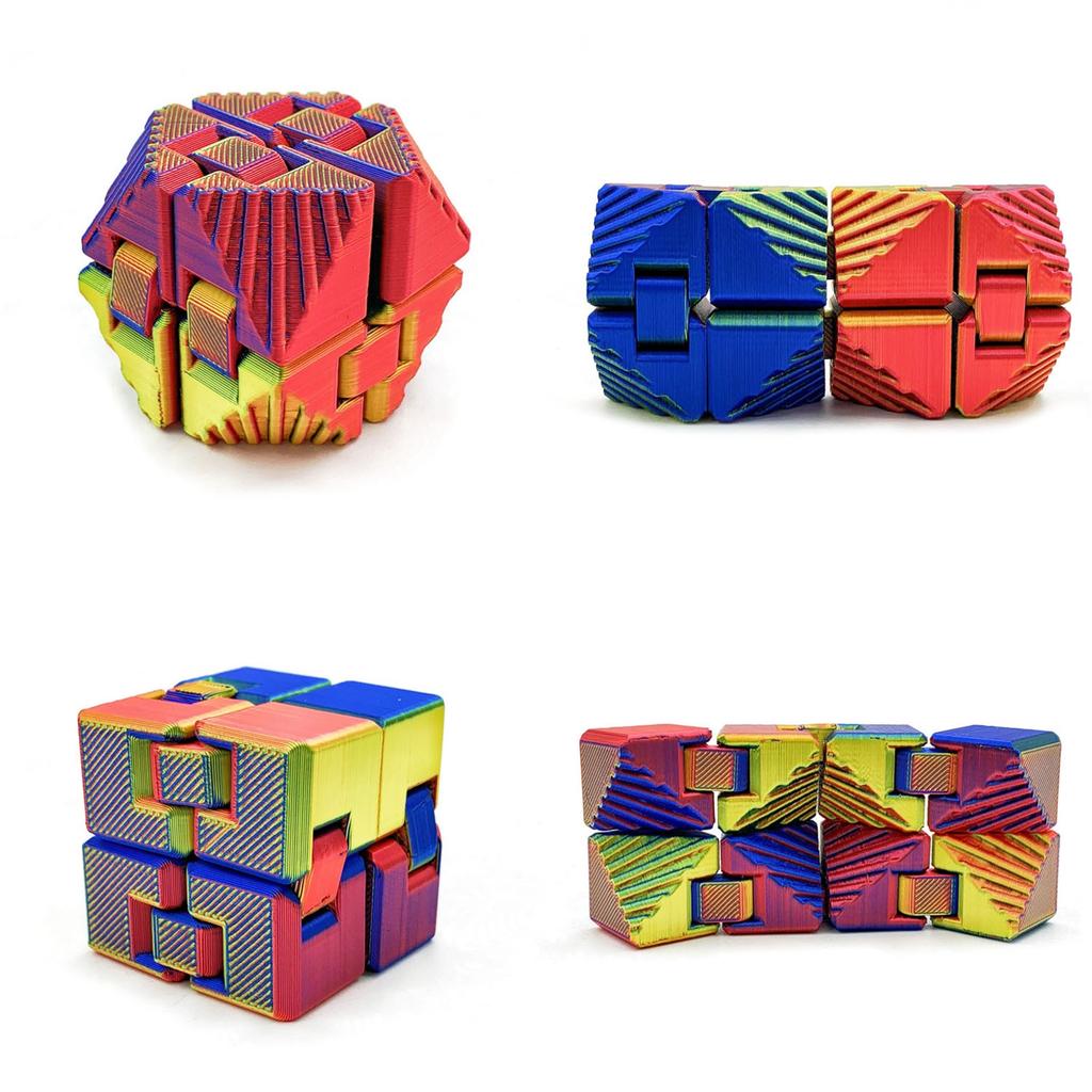 3D Printed Gradient Multi-Faceted Stress Relief Puzzle Cube with Textured Surfaces and Interlocking Parts for Sensory and Focus Enhancement
