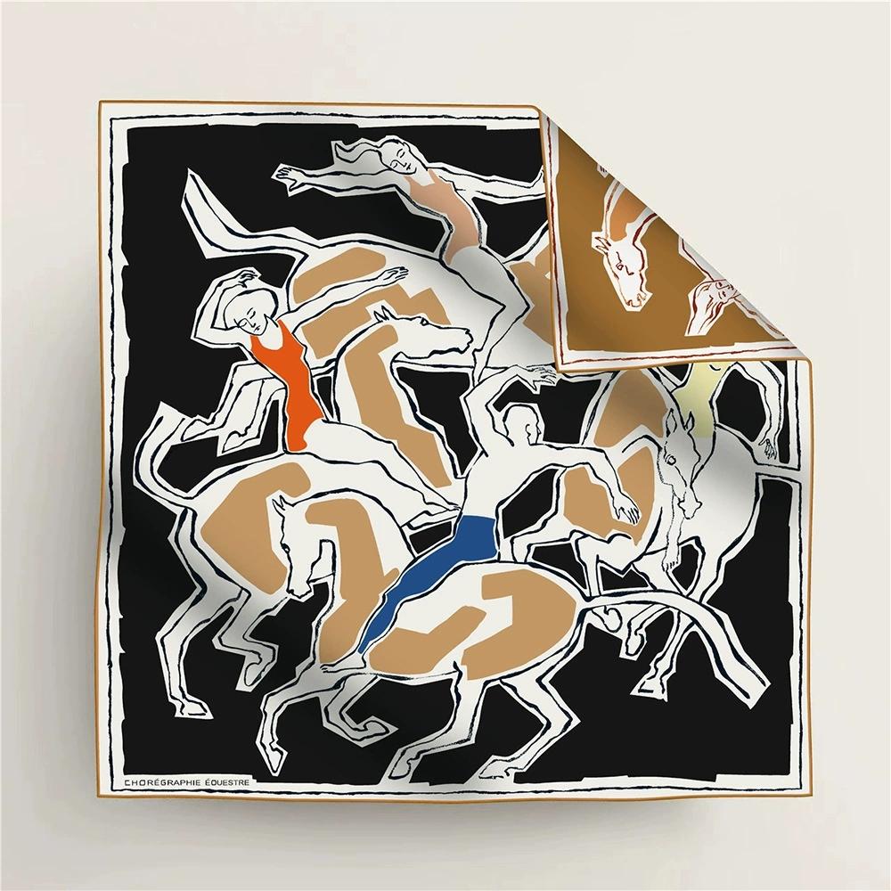 90*90Cm Double-Side Twill Silk Animal Printed Square Scarf Women Traveling Foulard Hijabs 90x90cm