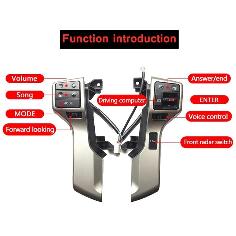 High Configuration Steering Wheel Button For Toyota Land Cruiser Prado GRJ150 KDJ150 Volume Telephone Control Switch With Cable