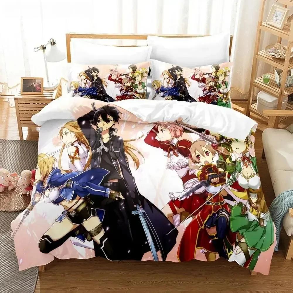 Top 3D  Sword Art Online Bedding Sets Home Textile Pillow Case 3D Bed Linen Duvet Covers Kids Gift Bed Set Home Textiles