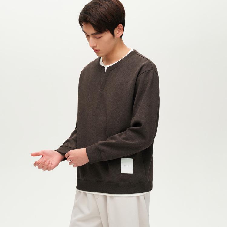 

WOOG2005 Men s Velvet Thickened Round Neck Long Sleeve Hoodie - 2025 Winter Warm Edition 3XL деревини коричневого кольору