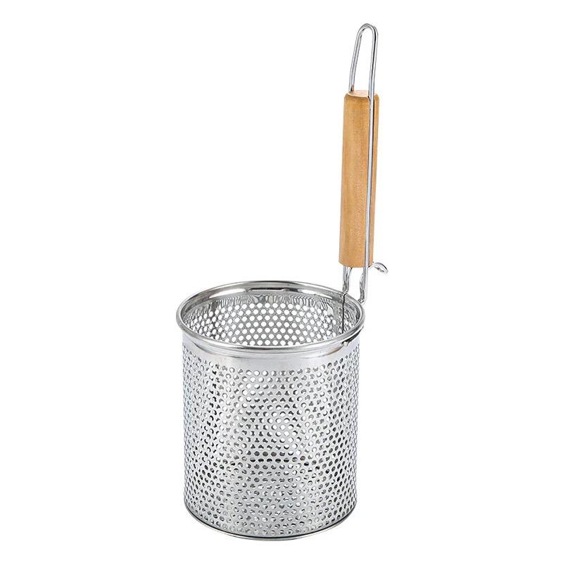 

Воронка из нержавеющей стали с деревянной ручкой для приготовления лапши, воронка для рисовой лапши для рыбалки, кухонные гаджеты, сито для приготовления лапши, ложка