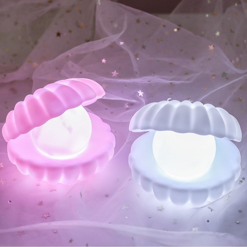Neu Keramik Shell Perle LED Nachtlicht Streamer Fee Shell Nordic Nacht Lampe Nacht Wohnkultur Schlafzimmer Nacht