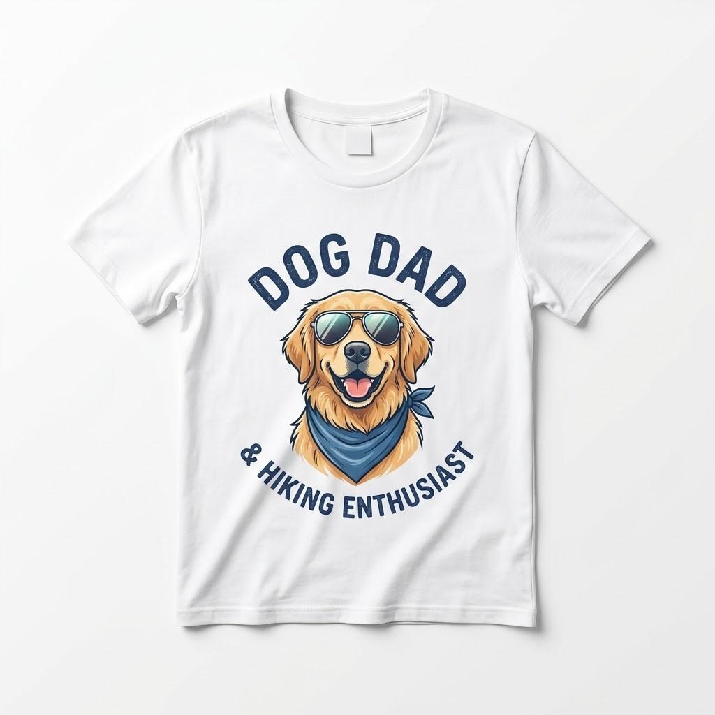Dog Dad  Hiking Enthusiast T-Shirt Golden Retriever Sunglasses Tee for Men Unisex T-Shirt XXXL