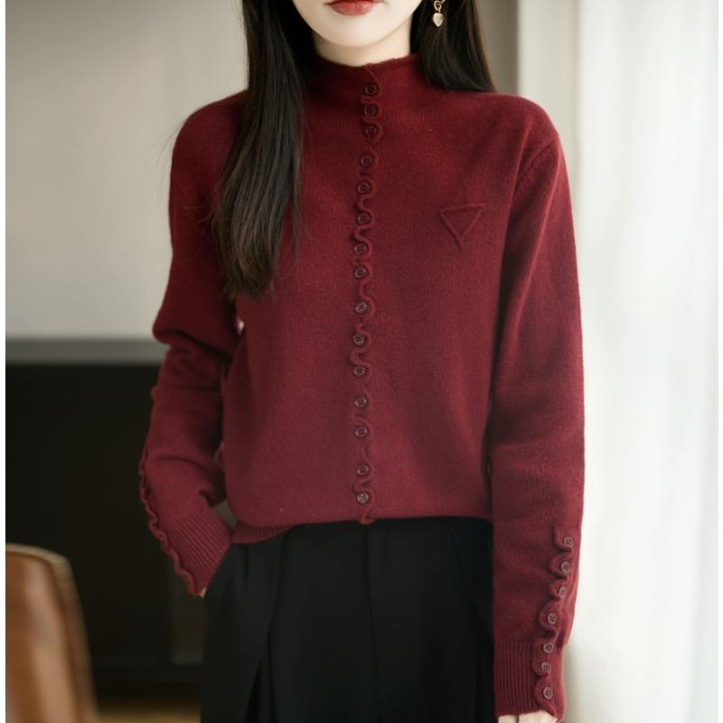 Knitted Sweater for Women Half High Neck Autumn and Winter New Thick Warm Base Sweater S