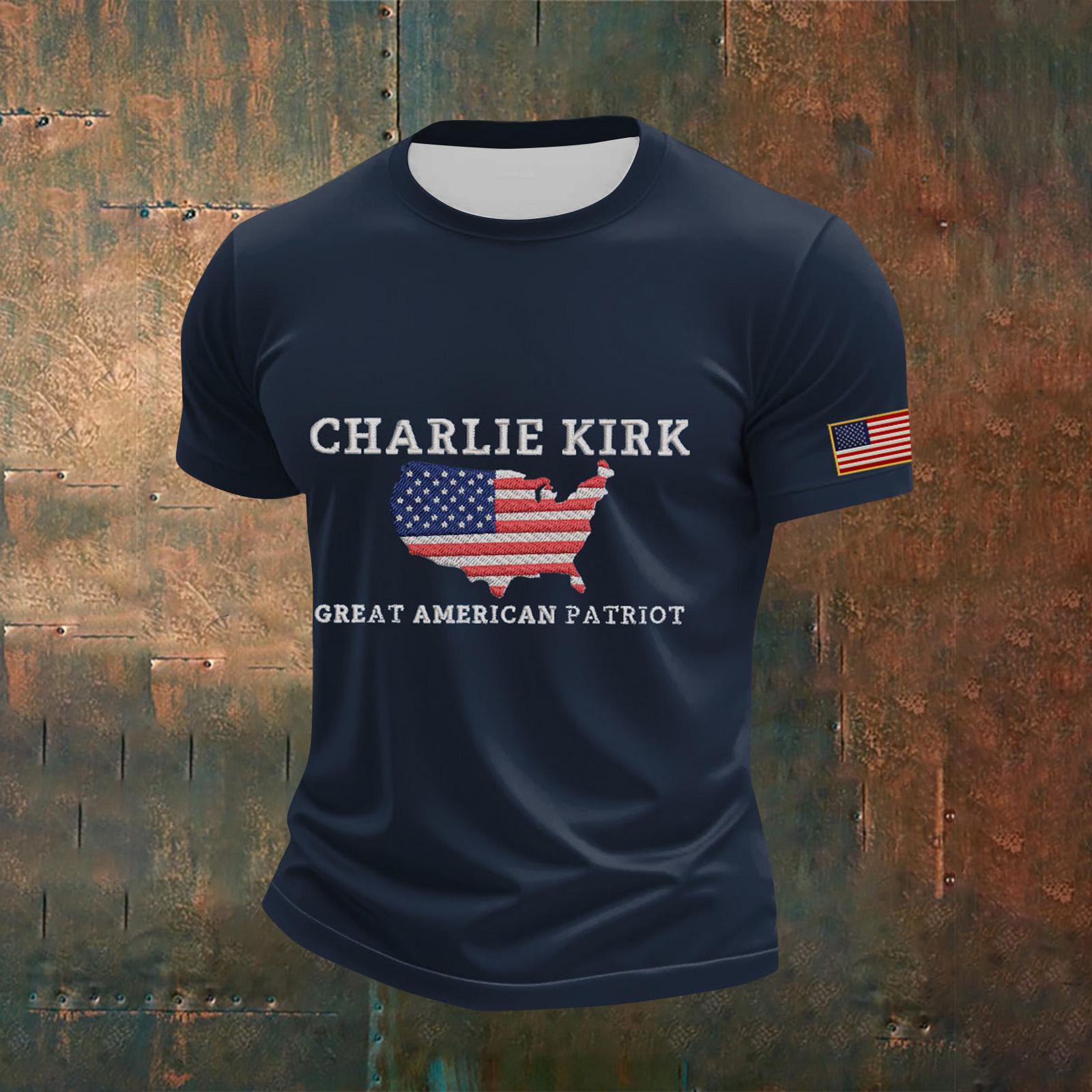 

Мужская футболка с коротким рукавом с принтом Мужская свободная повседневная футболка с коротким рукавом L тёмно-синий