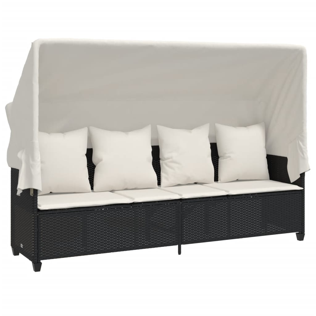 Vidaxl 5-Cz. Garden Lounge Set, Cushions, Black PE Rattan