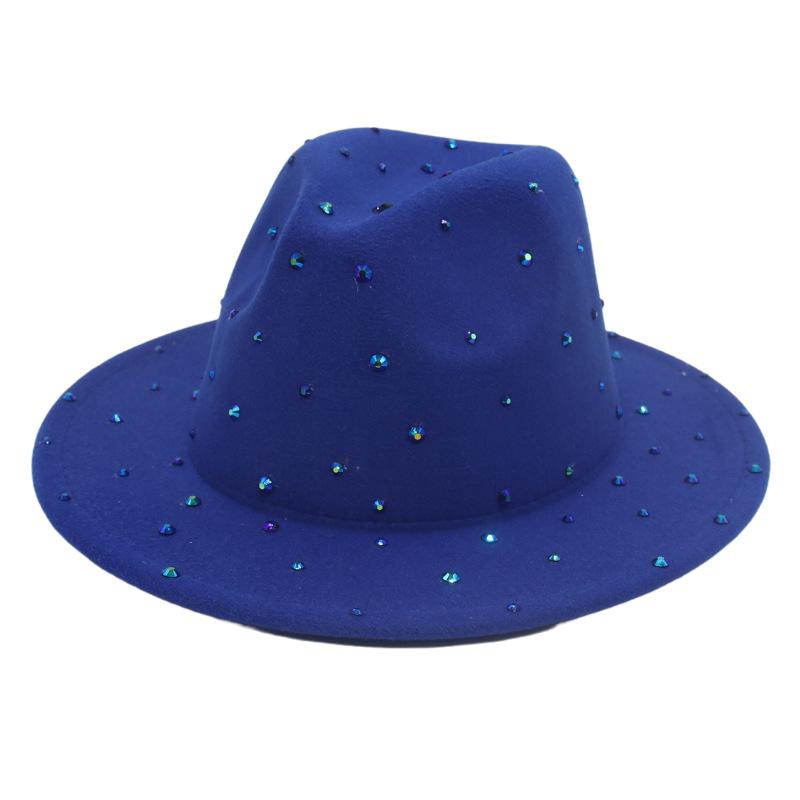 Diamonds Embellished Felt Hat Design Sense Wear Men'S And Women'S Top Hats Style Jazz Hat