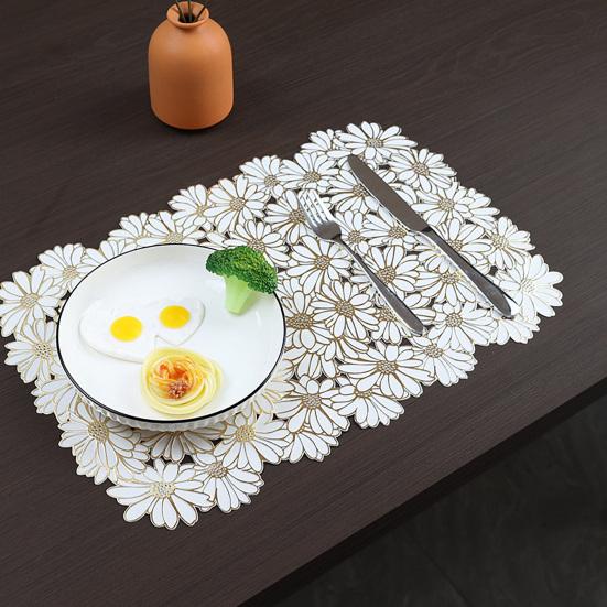 PVC Placemats Insulated Table Protectors Blooming Flowers Anti-slip Bowl Pad Stain Proof Drink Coaster Elegant Home Decor