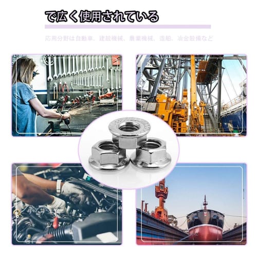 MOCOXYKLXY Hex Flange Nuts, 304 Stainless Steel, Pack of 40, M6, Serrated Hex Flange Lock Nuts, Carbon Steel, Silver Tone