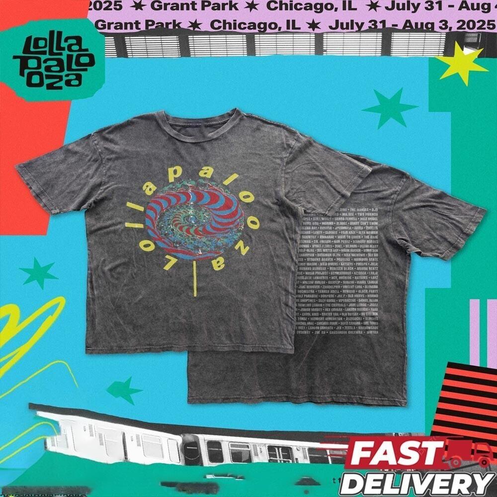 SALE! Lollipop Lineup Tee Merchandise Lollapalooza 2026 Festival Chicago L