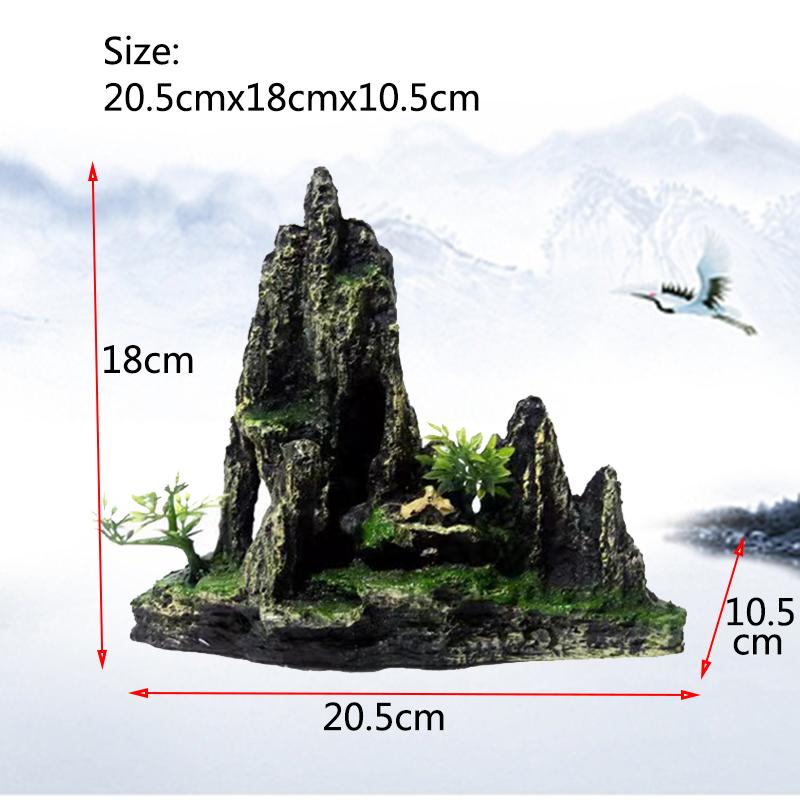 Resin Aquarium Rockery Mountain Decoration Artificial View Rock Cave Stone Tree Fish Tank Ornament Aquarium Decor Home