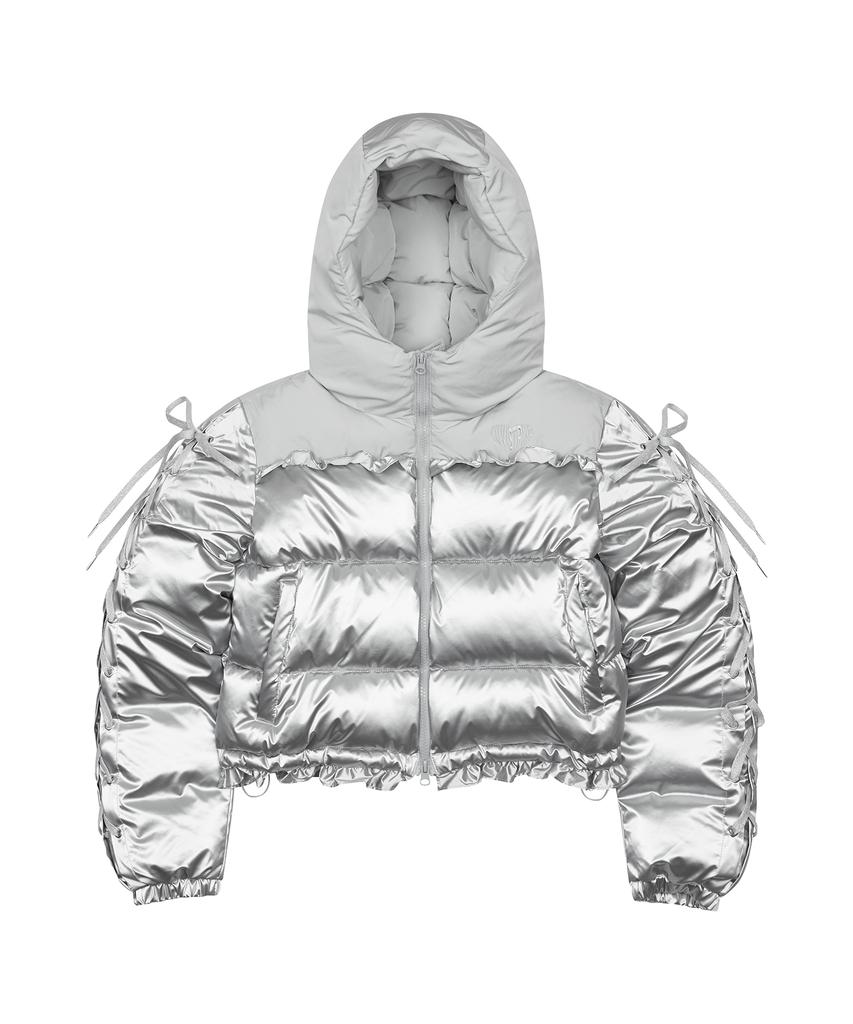 Luvistrue Am Ribbon Frill Puffer Jacket(Silver)
