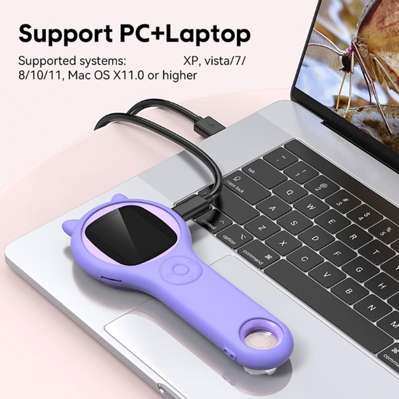 Digital Microscope Handheld Magnifying Glass 2inch IPS Color Screen Science Toys 500x Magnification Pocket Microscopes