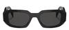 Prada PR 17WS 1AB5S0 Black Plastic Rectangular Sunglasses, Gray Lenses, Black, 49-20-145, Black/White, 49-20-145