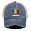 ROMANIA Flag Breathable Mesh Cap Adjustable Baseball Cap Man Cap Vintage-Inspired Sporting Snapback Trucker Hat For Fishing