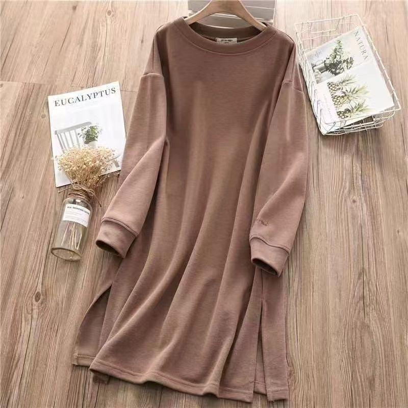 Sweatshirt for Women Cotton Oversize  Fleece Thickened Loose Round Neck Casual Pullover Long Sleeve Long Top Sweatshirt