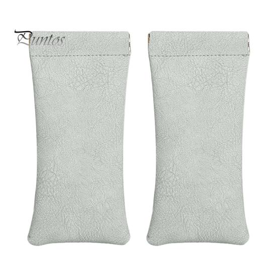 2 Pcs Sunglasses Pouch Soft Auto-Closing Stylish Case Faux Leather Anti-Scratch Lining Compact Glasses Bag Microfiber Screen Cleaning Bag