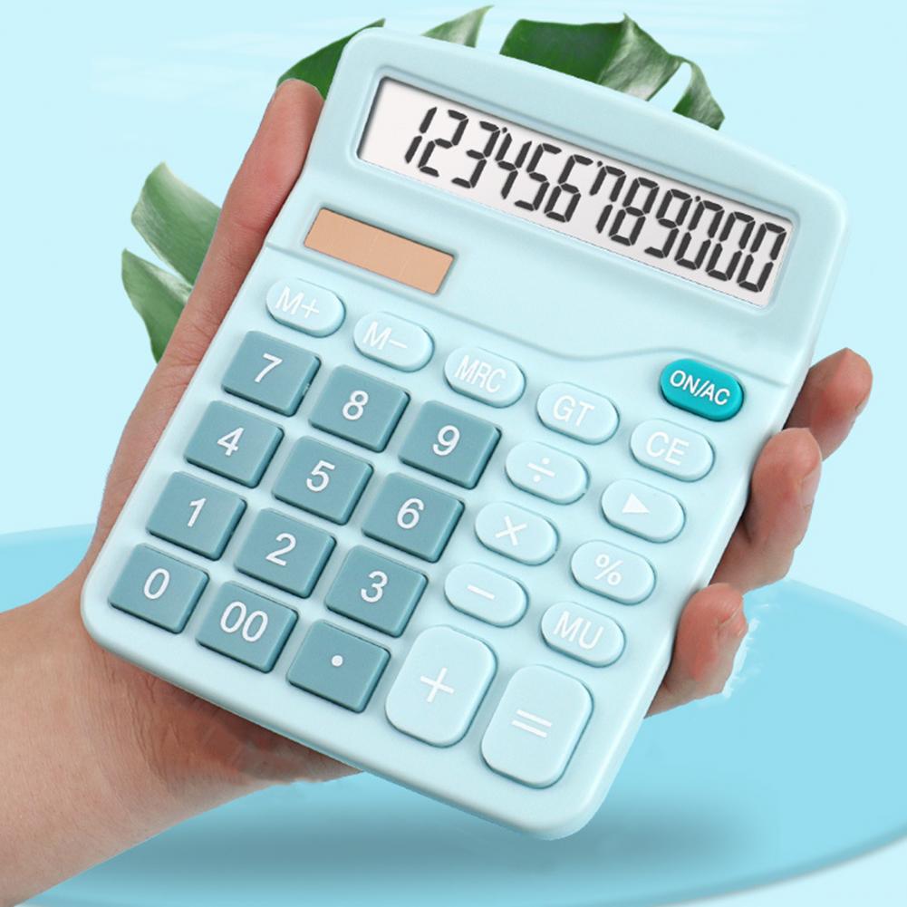 Business Calculator Comfortable Buttons Power Supply Solar Calculator 12 Digits Solar Battery Basic Office Calculator