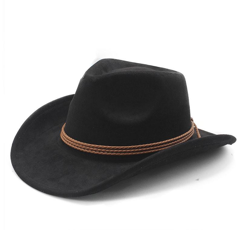 Ethnic Style Suede Felt Dress Hat With Wide Brim For Men Women Autumn Winter