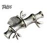 Plum Blossom Clothing Accessory Large Vintage Metal Brooch Pin, Bamboo Feather Flower Branch Safety Hat Pin Decorative for Coats Scarves Cardigans