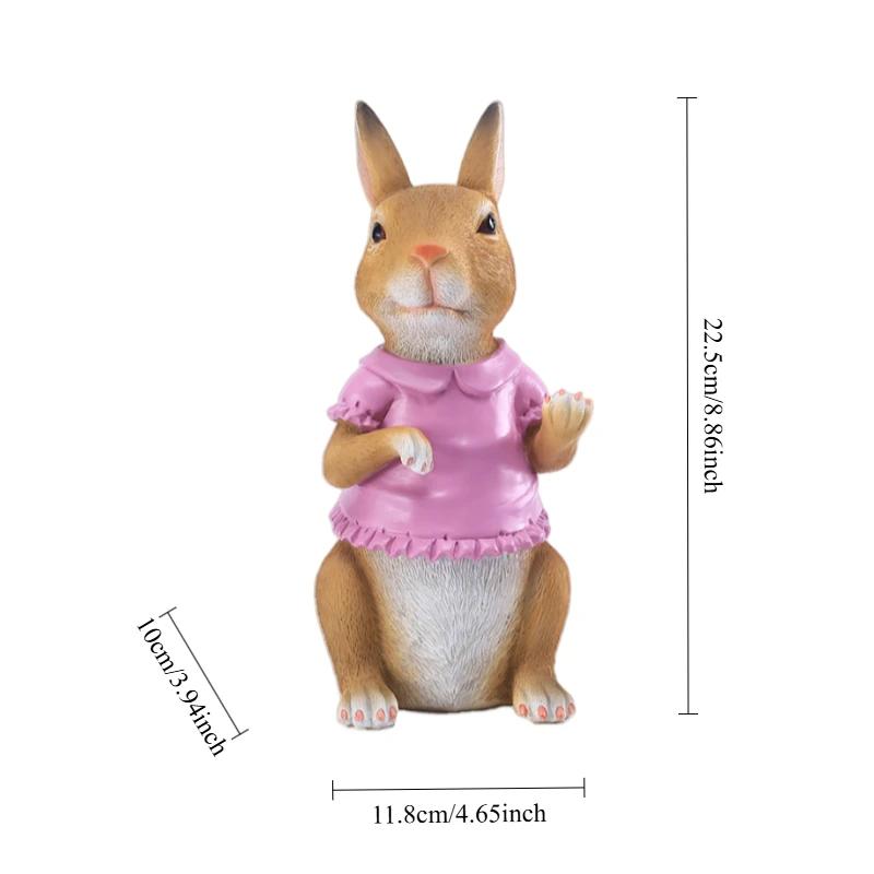 Easter Bunny Sculptures Hugging Carrots/Egg Figurines Desk Decorative Cute Rabbit Figure Creative Rabbit Figurine for Home Decor