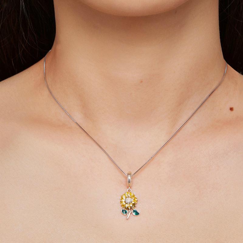 Vintage-Halskette mit Sonnenblumen-Anhänger aus 925er-Sterlingsilber für Frauen, Valentinstagsgeschenk, edler Schmuck